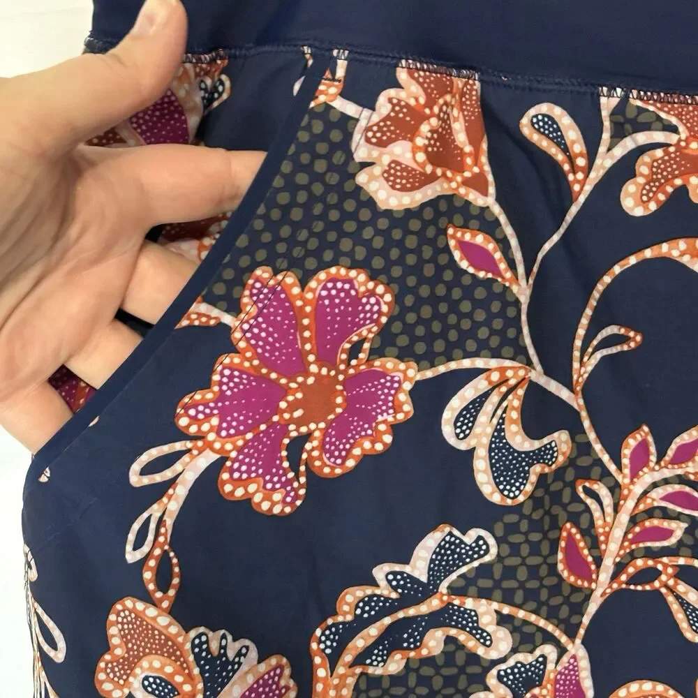 Lands‎ End Swim Shorts Womens Purple Blue Floral 24W Quick Dry Stretch Pockets
